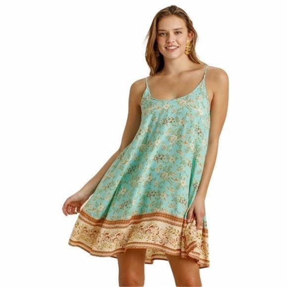 Umgee Dresses & Skirts - NEW Minty Printy Slip Dress